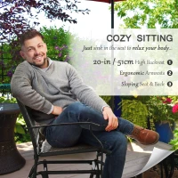 Outsunny Outdoor Glider Chairs, Porch Glider, Patio Rocker for Deck with PE Rattan Seats, Steel Frame for Garden, Backyard, Poolside, Set of 2, Brown(m-6)