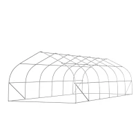 Outsunny 26' x 10' x 7' Walk-In Greenhouse Tunnel, Large Gardening Hot House with 12 Windows, 2 Net Protected Zipper Screen Doors for Backyard, White(m-8)