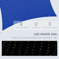 Outsunny 13' x 10' Sun Shade Sail with Led Lights, 90% UV Block Outdoor Shade Cloth Sunscreen Canopy for Lawn Patio Garden Yard(m-5)