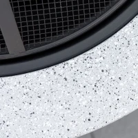 Outsunny 24" Outdoor Fire Pit with Stone Effect, Wood-burning Firepit Fireplace with Spark Screen and Poker for Backyard Camping Bonfire, Gray(m-9)