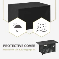 Outsunny Propane Gas Fire Pit Table, Outdoor Firepit with 43" Steel Tabletop and Lid, 50,000 BTU Pulse Ignition Fire Table w/ Stainless Steel Burner, Glass Wind Guard, and Cover(m-7)
