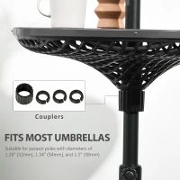 Outsunny 23" Beach Umbrella Table Tray, Instant Portable Beach Tables for Sand, Swimming Pools, Patio, Garden, Deck, Black(m-4)