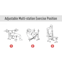 Soozier Adjustable Weight Bench With Barbell Rack, Folding Strength Training Lifting Home Gym, Leather Padded Workout Stand(m-6)