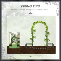 Outsunny 6.7' Steel Garden Arch Arbor with Scrollwork Hearts, Planter Boxes for Climbing Vines, Ceremony, Weddings, Party, Backyard, Lawn, Dark Gray(m-7)