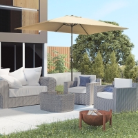 Outsunny 6.5x10ft Patio Umbrella, Rectangle Market Umbrella with Aluminum Frame and Crank Handle, Garden Parasol Outdoor Sunshade Canopy, Tan