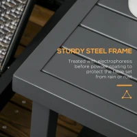 Outsunny Outdoor Side Table, Patio End Table with Umbrella Hole, Small Coffee Table with Steel Frame for Balcony, Gray(m-5)