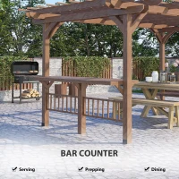 Outsunny 14' x 10' Outdoor Pergola, Wooden Gazebo Grill Canopy with Bar Counters and Seating Benches, for Garden, Patio, Backyard, Deck(m-5)