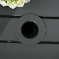 Outsunny Outdoor Side Table, Patio End Table with Umbrella Hole, Small Coffee Table with Steel Frame for Balcony, Gray(m-10)