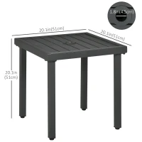 Outsunny Outdoor Side Table, Patio End Table with Umbrella Hole, Small Coffee Table with Steel Frame for Balcony, Gray(m-3)