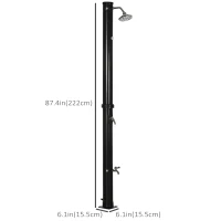 Outsunny 7.3FT 5.3 Gallon Solar Heated Shower, 2-Section Outdoor Shower with Shower Head, Foot Shower, Temperature Display for Backyard, Poolside, Spa, Beach, Black(m-3)