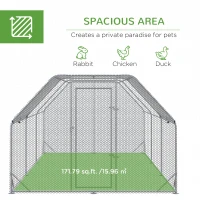 PawHut Large Metal Chicken Coop, Walk-In Outdoor Run for 15-18 Chickens, Spacious & Secure Poultry Habitat(m-3)