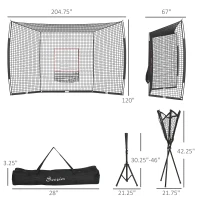 Soozier Softball and Baseball Net with Strike Zone, Tee, Caddy, and Portable Carry Bag for Pitching and Hitting Training(m-3)