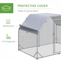 PawHut Large Chicken Coop Metal Chicken Run with Waterproof and Anti-UV Cover, Flat Shaped Walk in Fence Cage Hen House for Outdoor and Yard Farm Use, 1" Tube Diameter, 9.2' x 6.2' x 6.4'(m-7)