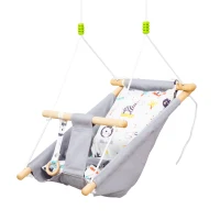 Outsunny Indoor Baby Swing with 2 Cushions, Infant Chair Hanging Rope Max.176 Lbs, w/ Cotton Weave for Home Patio Lawn, 6 Months to 3 Years Old, Gray(m-1)