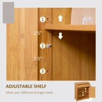 HOMCOM Bamboo Bathroom Cabinet, Storage Cabinet with Doors and Adjustable Shelves, 31.5" x 13.75" x 38.5", Natural(m-5)