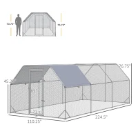 PawHut Large Metal Chicken Coop, Walk-In Outdoor Run for 15-18 Chickens, Spacious & Secure Poultry Habitat(m-2)
