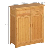 HOMCOM Bamboo Bathroom Cabinet, Storage Cabinet with Doors and Adjustable Shelves, 31.5" x 13.75" x 38.5", Natural(m-3)