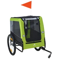 Aosom Dog Bike Trailer with Suspension System, Hitch for Medium Dogs, Pet Wagon & Dog Trailer for Bicycle with Storage Pocket, Lime Green(m-1)