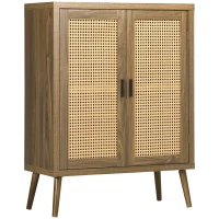 HOMCOM Sideboard Buffet Cabinet with Rattan Doors, Brown(m-1)