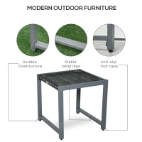 Outsunny Rattan Coffee Table, Wicker Patio Side Table with Tempered Glass Top and Aluminum Frame for Outdoor, Garden, Gray(m-7)