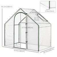 Outsunny 6'x3.3'x5.5' Walk-in Garden Greenhouse with Door and Window, Portable Mini Greenhouse for Plants Flowers Herbs, Steel Outdoor Hot House Growing Tent, Clear Plastic Cover(m-3)
