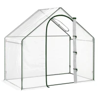 Outsunny 6'x3.3'x5.5' Walk-in Garden Greenhouse with Door and Window, Portable Mini Greenhouse for Plants Flowers Herbs, Steel Outdoor Hot House Growing Tent, Clear Plastic Cover(m-2)