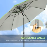 Outsunny 6.6ft Arched Beach Umbrella, Angle Adjustable Patio Umbrella with Steel Frame, Carry Bag, UV30+ Outdoor Umbrella, Green(m-5)