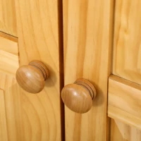 HOMCOM 67" Kitchen Pantry Cabinet, Freestanding Pinewood Storage with Adjustable Shelves, Soft-Close Doors for Dining & Living Room, Brown(m-8)