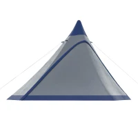 Outsunny 15.4'x15.4'x8.5' Teepee Tent, Waterproof Camping Tent with Porch Area, Floor and Carry Bag, for 2-3 Person Outdoor Backpacking Camping Hiking, Blue(m-8)