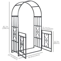 Outsunny 6.7 FT Steel Garden Arch with Gate Outdoor Courtyard Arbor for Climbing Vine Plants Lawn Backyard Decoration Dark Grey(m-3)