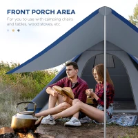 Outsunny 15.4'x15.4'x8.5' Teepee Tent, Waterproof Camping Tent with Porch Area, Floor and Carry Bag, for 2-3 Person Outdoor Backpacking Camping Hiking, Blue(m-4)