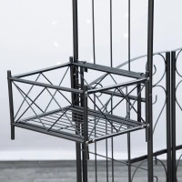 Outsunny 7' Garden Arch Arbor, Metal Arch Trellis with Gate, Garden Archway for Climbing Vines, Wedding Ceremony Decoration, Black(m-8)