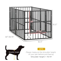 PawHut 33" - 60" x 31.5" Indoor & Outdoor Dog Playpen for Small & Medium Dogs, Dog Kennel Outdoor Playpen Dog Exercise Pen with Tall Height, Dog Run Enclosure(m-3)