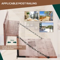 Outsunny Railing Hanging Table, Folding Balcony Table, Spruce Foldable Desk with Width 39.4 inch for Patio and Garden, Orange(m-5)