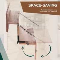 Outsunny Railing Hanging Table, Folding Balcony Table, Spruce Foldable Desk with Width 39.4 inch for Patio and Garden, Orange(m-4)