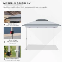 Outsunny 12' x 12' Pop Up Canopy Tent with Netting and Carry Bag, Instant Sun Shelter with 137 sq.ft Shade, Tents for Parties, Height Adjustable, for Outdoor, Garden, Patio, Gray(m-4)