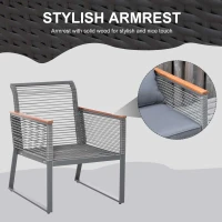 Outsunny 4pc Rattan Wicker Sofa Set Garden Conservatory Sofa Furniture w/ Steel Tea Table & Cushioned Grey(m-6)