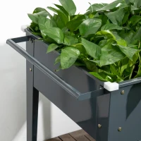 Outsunny Raised Garden Bed with Wheels, 25"x 22" x 31" Galvanized Steel Elevated Planter Box with Legs, Storage Shelf for Outdoor Backyard, Patio to Grow Vegetables, Flowers, Gray(m-8)