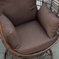 Outsunny Wicker Egg Chair, 360 Rotating Indoor Outdoor Boho Basket Seat with Cushion and Pillows for Backyard, Porch, Patio, Garden, Handwoven All-Weather PE Rattan, Steel Frame, Brown(m-7)