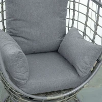 Outsunny Wicker Egg Chair, 360 Rotating Indoor Outdoor Boho Basket Seat with Cushion and Pillows for Backyard, Porch, Patio, Garden, Handwoven All-Weather PE Rattan, Steel Frame, Gray(m-7)