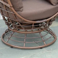 Outsunny Wicker Egg Chair, 360 Rotating Indoor Outdoor Boho Basket Seat with Cushion and Pillows for Backyard, Porch, Patio, Garden, Handwoven All-Weather PE Rattan, Steel Frame, Brown(m-8)