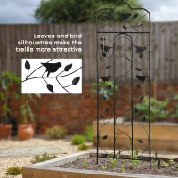 Outsunny 2 Pack Garden Trellis for Climbing Plants, Outdoor Metal Grid Panels with Birds and Leaves, for Roses, Vine Flower, Cucumber, Clematis, 59" Tall(m-6)