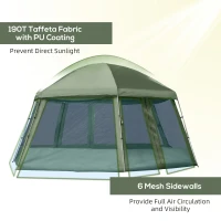 Outsunny Camping Tent for 6-8 Person, Portable Family Tent with Carrying Bag, Easy Set Up for Hiking and Outdoor, Dark Green(m-6)