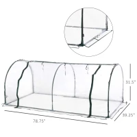 Outsunny 79" x 40" x 32" Transparent PVC Mini Tunnel Greenhouse Garden Green Grow Shed Portable Plant Flower Warm House Steel Frame Zipped Doors(m-3)