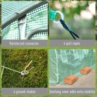 Outsunny 13.1' x 9.8' x 6.6' Walk-in Tunnel Greenhouse Backyard Seed Flower Growing Warm House Outdoor Planter Shed with Roll-up Windows Zippered Door Overlong Cover Green(m-7)