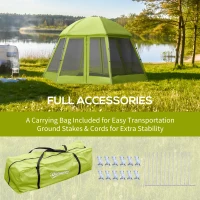 Outsunny Camping Tent for 6-8 Person, Portable Family Tent with Carrying Bag, Easy Set Up for Hiking and Outdoor, Green(m-4)