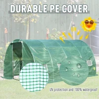Outsunny 13.1' x 9.8' x 6.6' Walk-in Tunnel Greenhouse Backyard Seed Flower Growing Warm House Outdoor Planter Shed with Roll-up Windows Zippered Door Overlong Cover Green(m-5)