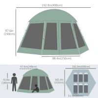 Outsunny Camping Tent for 6-8 Person, Portable Family Tent with Carrying Bag, Easy Set Up for Hiking and Outdoor, Dark Green(m-3)