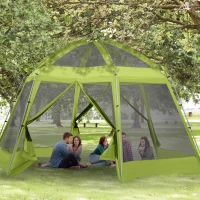Outsunny Camping Tent for 6-8 Person, Portable Family Tent with Carrying Bag, Easy Set Up for Hiking and Outdoor, Green(m-1)