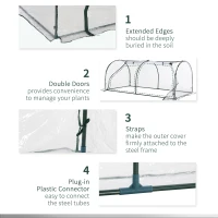 Outsunny 79" x 40" x 32" Transparent PVC Mini Tunnel Greenhouse Garden Green Grow Shed Portable Plant Flower Warm House Steel Frame Zipped Doors(m-5)